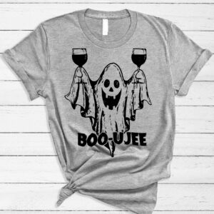 Boo Drinking Wine Funny Ghost Halloween Shirt