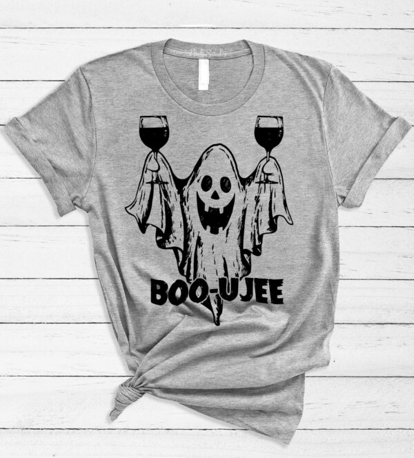 Boo Drinking Wine Funny Ghost Halloween Shirt