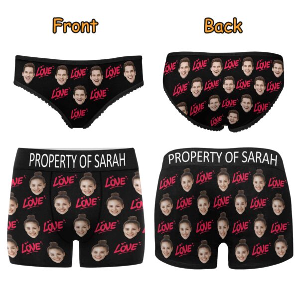 Custom Photo And Name Couple Matching Boxers