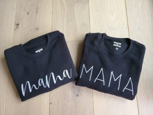 Black Embroidered Dada Mama Sweatshirt