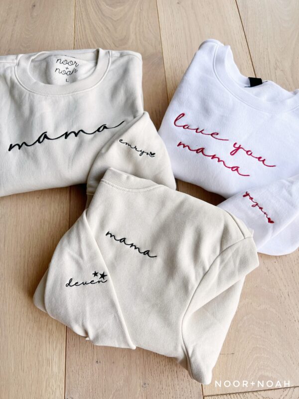 Boy Mom Embroidered Mama Sweatshirt