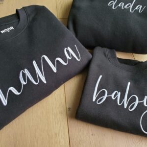 Black Embroidered Dada Mama Sweatshirt Sweatshirt