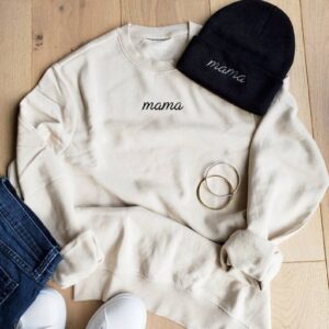 Boy Mom Embroidered Mama Sweatshirt