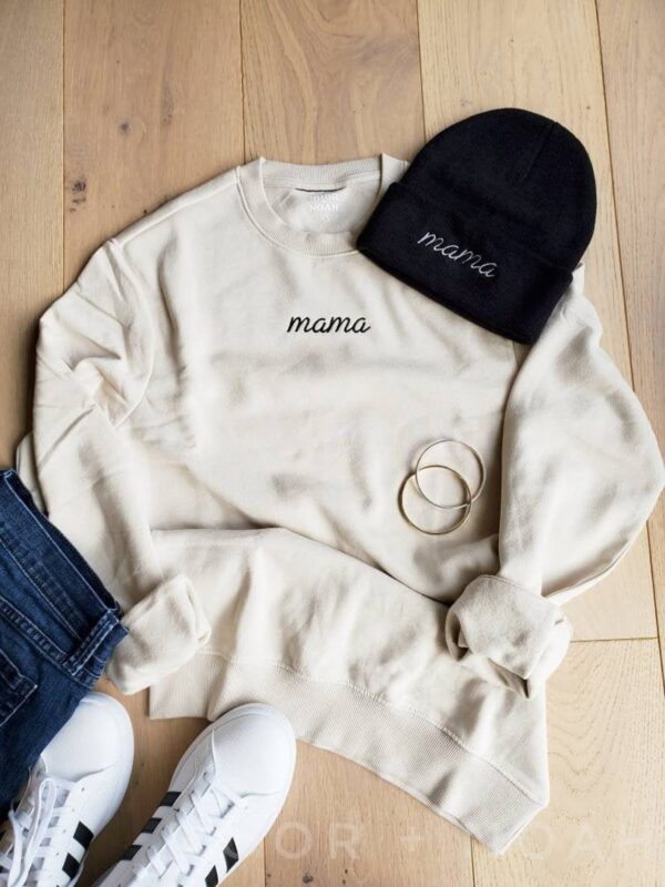 Boy Mom Embroidered Mama Sweatshirt