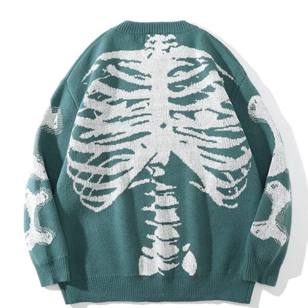 Black Skeleton Bone Print Sweatshirt