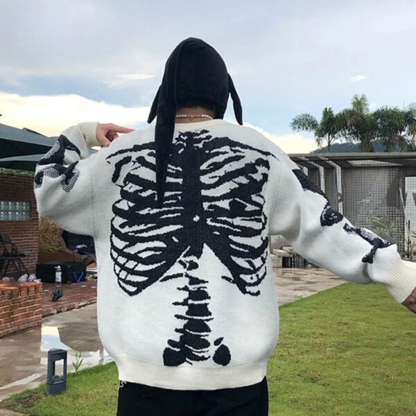 Black Skeleton Bone Print Sweatshirt