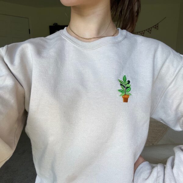 Embroidered Plant Sweatshirt