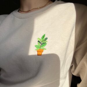 Embroidered Plant Sweatshirt