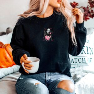 Embroidered Ghost Calling Halloween Sweatshirt