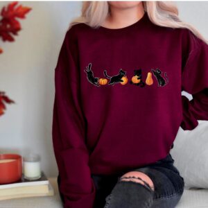 Cute Black Cats and Pumpkin Halloween Sweatshirt