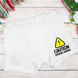 Funny Caution Personalized Boxers