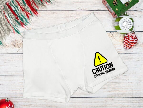 Funny Caution Personalized Boxers