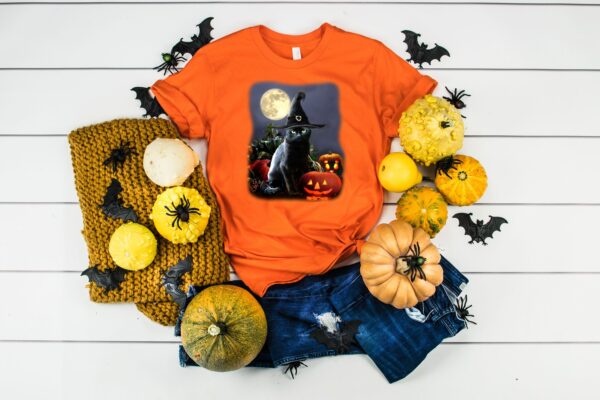 Halloween Cat Shirt Pumpkin