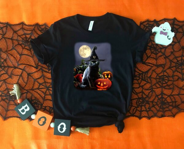 Halloween Cat Shirt Pumpkin