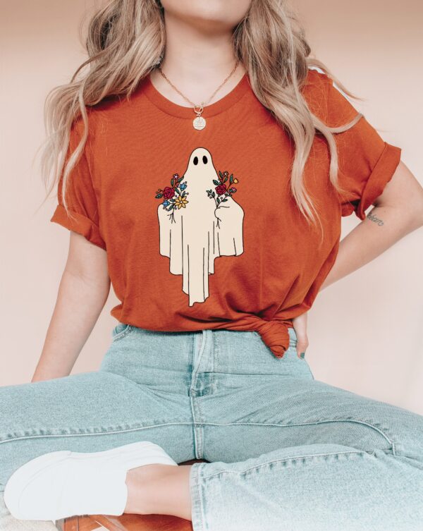 Floral Ghost Shirt Retro Halloween