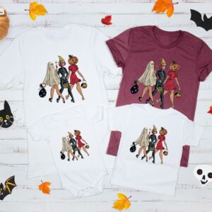 Pumpkin Skeleton Ghost Girls Halloween Shirt