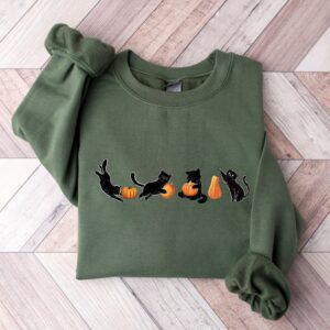 Cute Black Cats and Pumpkin Halloween Sweatshirt