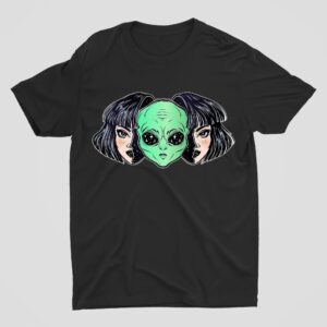 Alien Face In Disguise As Human Girl Shirt Halloween