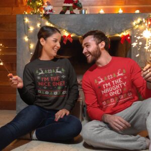 Ugly Couple Christmas Sweater Naughty Nice Christmas