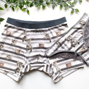 Kitten Print Couple Matching Boxers