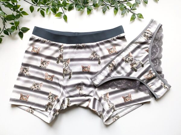 Kitten Print Couple Matching Boxers