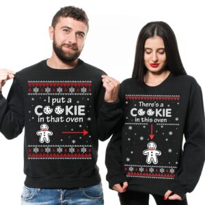 Matching Christmas Sweaters For Couples Cookie In This Oven Funny Ugly Sweater