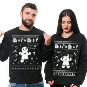 Matching Christmas Sweaters For Couples Ugly Gingerbread Party Sweater