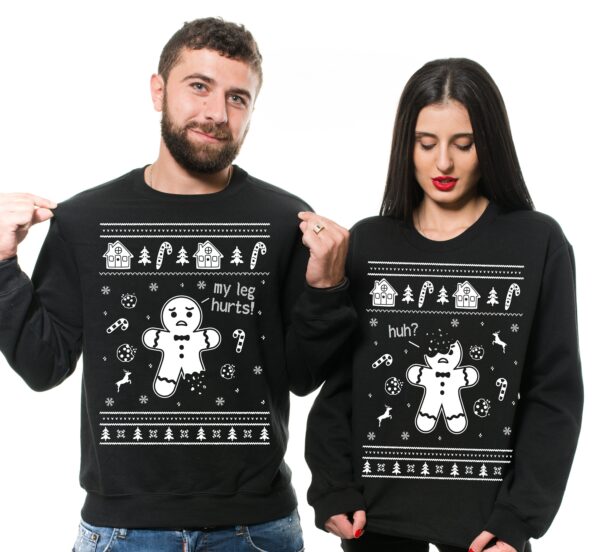 Matching Christmas Sweaters For Couples Ugly Gingerbread Party Sweater