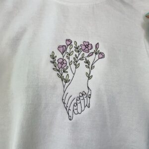 Minimalist Flowers & Hand In Hand Embroidered Mental Health Sweatshirt