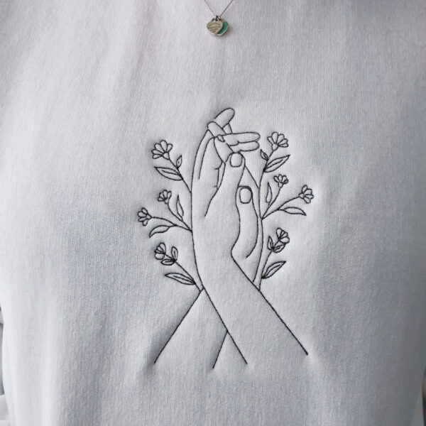 Minimalist Hands & Flowers Embroidered Mental Health Sweatshirt