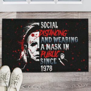 Movie Halloween Doormat Michael Myers Social Distancing