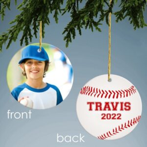 Personalized Christmas Portrait Baseball Design Photo Ornament