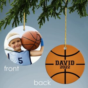 Personalized Christmas Portrait Basketball Design Photo Ornament