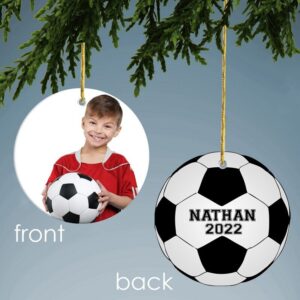 Personalized Christmas Portrait Soccer Design Photo Ornament