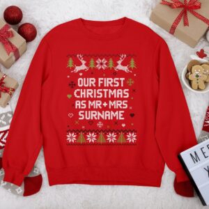 Personalized Ugly Couple Christmas Sweater First As Mr And Mrs