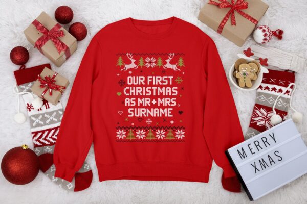 Personalized Ugly Couple Christmas Sweater First As Mr And Mrs