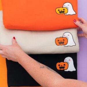 Pumpkin Ghost Embroidered Halloween Sweatshirt