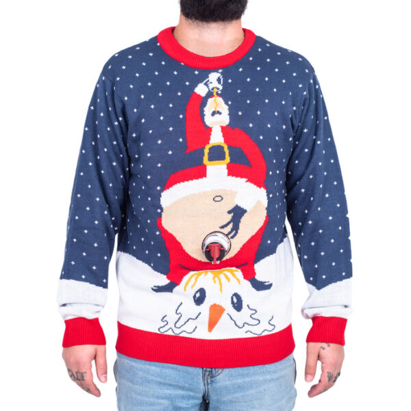 Santa Peeing Christmas Sweater Funny Ugly