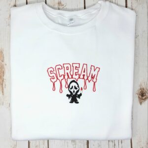 Scream Chibi Ghost Face Embroidered Halloween Sweatshirt