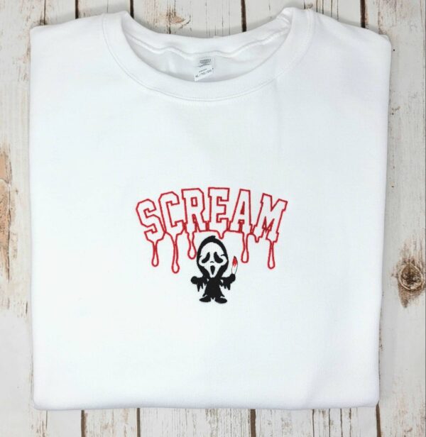 Scream Chibi Ghost Face Embroidered Halloween Sweatshirt