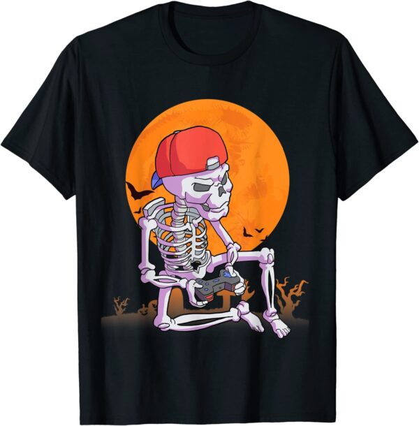 Skeleton Playing Game Halloween Shirt