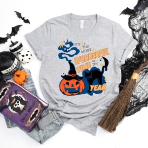 Wonderful Time Of The Year – Halloween Black Cat Pumpkin Spooky Season T-shirt