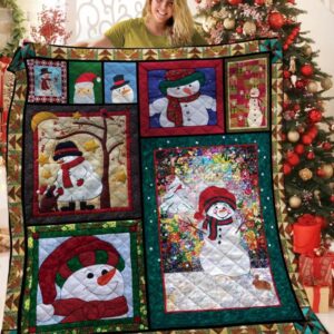 Christmas Funny Snowman With Carrot Nose Quilt Blanket Gift For