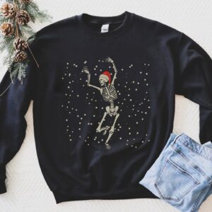 Dancing Skeleton Sweatshirt Santa