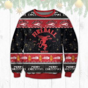 Fireball Cinnamon Whiskey Christmas Ugly Sweater