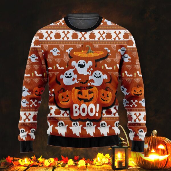 Halloween Party Funny Ghosh Boo Pumpkin Ugly Sweater