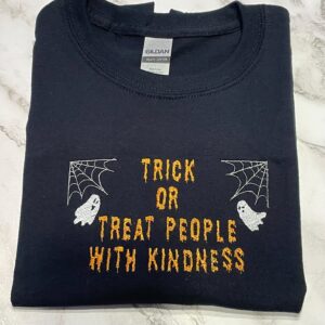 Harry Styles Embroidered Sweatshirt Trick Or Treat People With Kindness