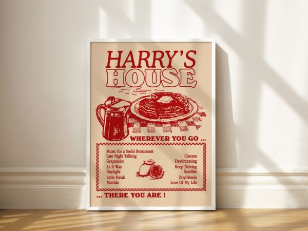 Harry’s House Menu Track List Poster As It Was Music For A Sushi Restaurant