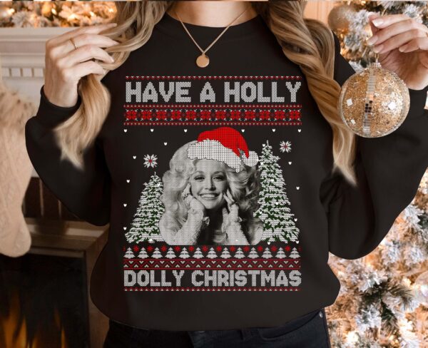 Holly Dolly Christmas Shirt Santa Parton Ugly Sweater