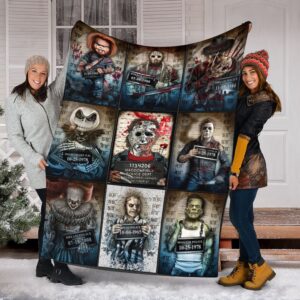 Horror Movie Blanket Characters Freddy Michael Jason Halloween